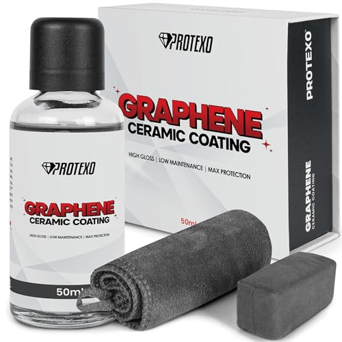 PROTEXO Graphene Ceramic Coating for Cars 50ML | Complete Ceramic Car Coating Kit [PRO] | Invisible & Hydrophobic Nano Auto Coating for Car Paint, Plastic Trim, Wheels, Windshield Glass, & Headlights
