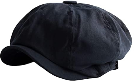 LeeQinersw Cappello Da Giornalaio Da Uomo in Stile Britannico Retrò, Berretti, Morbido Copricapo a 8 Pannelli con Visiera Ottagonale, Cappello Piatto per L'estat, nero L