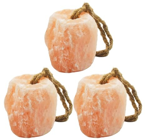 MUYG 3 Pack Himalayan Salt, Lick Natural Mineral Block Rope Long-Lasting Raw Pink Salt Lick Suitable for Horses, Deer, Cattle, Goats and Other Livestock(7.2-9.9LBS)