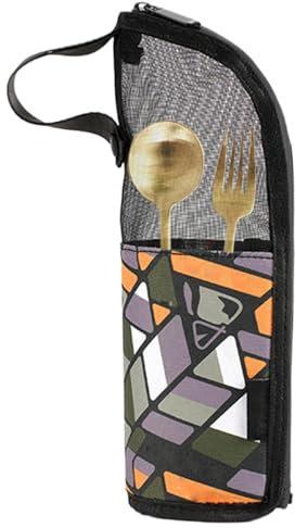 Sacchetto per posate portatile – Sacchetto leggero con chiusura lampo | Organizzatore facile da viaggio per cucchiaio, forchetta, paglia, bacchette, valigetta durevole per lavoro,