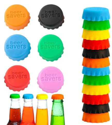 BEPSYOM 18 Stücke Wiederverwendbare Silikon Kronkorken Flaschenverschlüsse, Dichtet ab für Bier, Saft und Glasflaschen Bunt