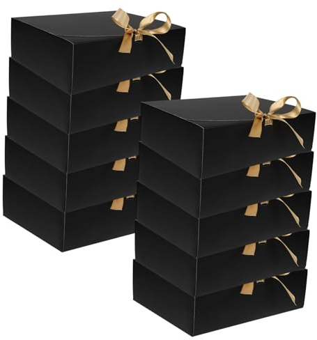 NIYANGLE 10 St Fällbar Presentförpackningslåda med Band Bröllopsförslag Box i Papp för Tårtor Kakor för Bröllop Valentindagen