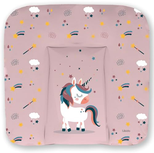 Kikido Materassino Fasciatoio 70x75 - Unicorno - Cuscino Fasciatoio Lavabile per Cambio Pannolino - Materasso Fasciatoio Neonato per Cassettiera 75x70 - Universale e Impermeabile