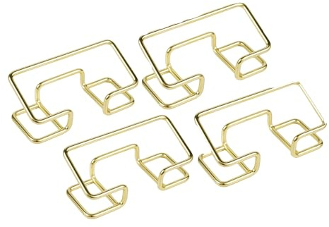 Mfqire 4 Piezas Portatarjetas de Visita Metálico Dorado – Soporte Profesional para Escritorio, Mostrador y Eventos, Presentador de Tarjetas Business Oro