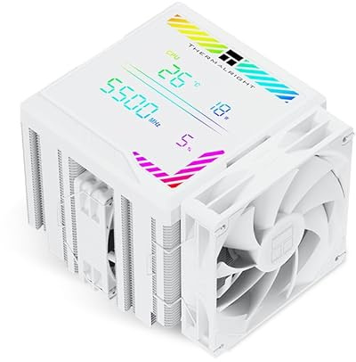 Thermalright Peerless Assassin 140 Digital Blanc Refroidisseur de processeur, Double tours et double ventilateur de refroidissement, Refroidisseur d'air pour CPU, Écran numérique ARGB avec couvercle