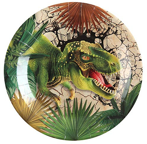 SANTEX 7285-99, Lot de 10 Assiettes Dinosaure T-Rex Carton 22,5cm