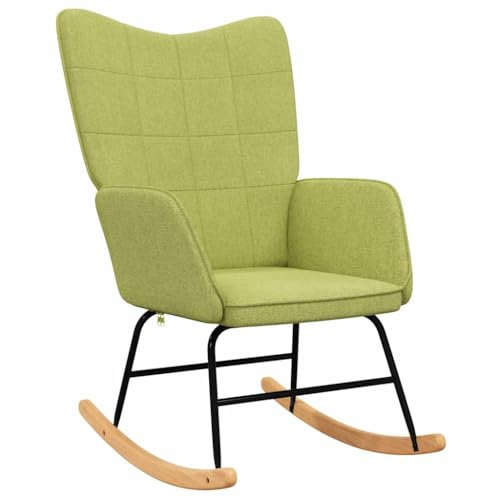 vidaXL Schaukelstuhl, Sessel Schwingstuhl mit Armlehne, Schaukelsessel Relaxstuhl mit StahlBeinen, Relaxsessel Schwingsessel Wohnzimmer, Modern, Grün Stoff