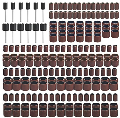 WMYCONGCONG Lot de 252 Jeu de ponceuses à tambour y compris 180 240 320 600 Grits tambours de ponçage avec mandrins pour outil rotatif Dremel