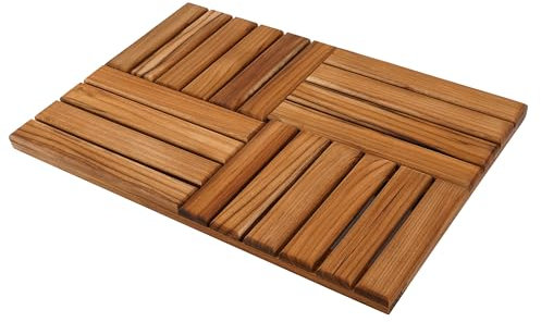 Utoplike Teak Wood Bath Mat, Wooden Shower Mat for Bathroom, Non Slip Wood Floor Sturdy Mat for Inside Shower Luxury Spa Home or Outdoor