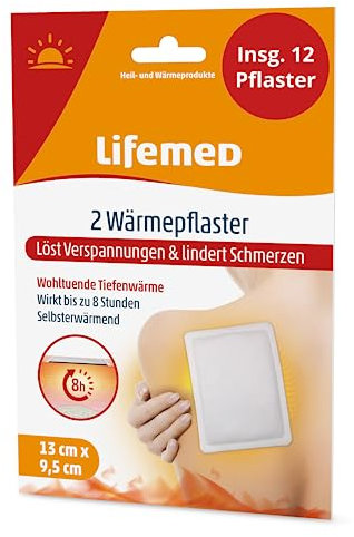 Lifemed Wärmepflaster für Rücken, Schultern und Nacken - Schmerzpflaster bei Rückenschmerzen, Regelschmerzen - Wärmekissen, Wärmegürtel und Rückenretter - ohne Arzneimittelwirkstoff (12 Pflaster)