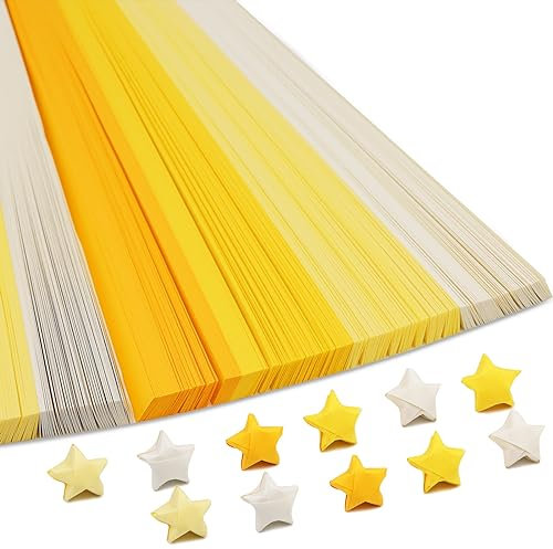 KAMAIKA 1080 Stern-Origami-Blätter, Origami Sterne Papierstreifen, gelbe Farbverlauf-Sternpapierstreifen, Paper Star Strips, geeignet für DIY Weihnachtsdeko Stern(Gelb)