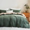 Lanqinglv Ropa de Cama mullida de 135 x 200 cm, Color Verde y Beis, para Invierno, de Felpa, de Franela Reversible, con Tacto de Cachemira, Funda nórdica con Cremallera y 1 Funda de Almohada de 80 x