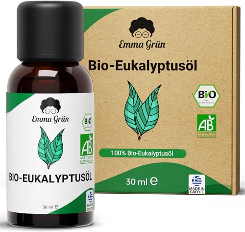Emma Grün® Bio Eukalyptusöl Ätherisches Öl [100% Naturrein] - Ätherisches Öl Eucalyptus Oil 30ml - Natürliche Frische in Lebensmittel Qualität - Eukalyptus Öl für Aromatherapie & Kosmetik