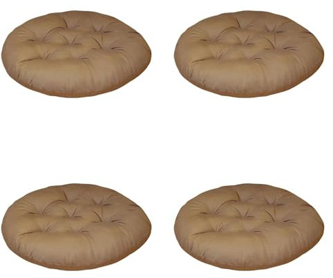 LSFYYDS 4 Stück waschbar Stuhlkissen 40x40 cm Rund Sitzkissen für Indoor und Outdoor Dicke Polsterung Bodenkissen (Braun)