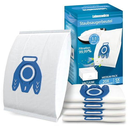 20 Stück Beutel Kompatibel mit Miele Staubsauger Complete C3/Complete C2/Classic C1/S2/S4/S5/S6/S8 3d Efficiency GN Staubsaugerbeutel, mit 5x Motorschutz-＆ 5x Abluft-Filter, Ersatzt 9917730
