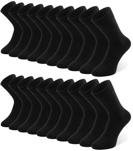 QINCAO 10 Paar Socken Herren Damen Baumwolle Herrensocken Schwarz Sport Socks Atmungsaktive,M