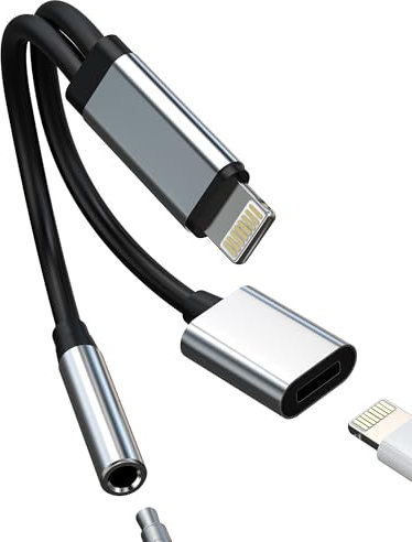 Adaptateur Jack Lightning vers 3.5mm (2en1) Casque Chargeur Connecteur pour Apple pour IPhone 12 13 14 Pro Max pour IPad Air Audio Ecouteur Splitter Prise AUXiliaire Cable Téléphoe écouteurs Appareil