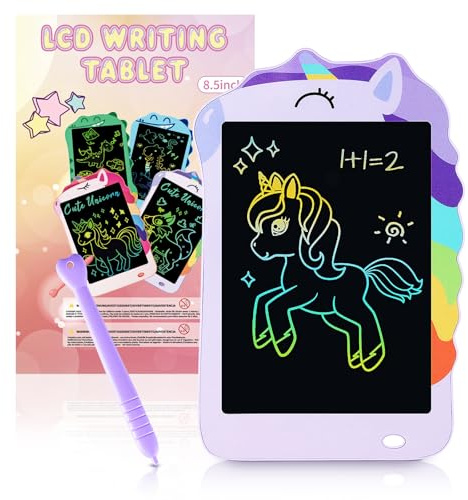 Unicorn Toys LCD Writing Tablet for Girls Kids,Colorful Toddler Drawing Tablet for Educational Baby Girl, Doodle Board Pad Toy for 3 4 5 6-12 Years Old Kid Birthday Party School, 8.5 Inch Purple
