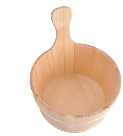 Secchio per sauna in legno di cedro, set di secchio e mestolo per sauna, accessori da bagno da 4 l, accessori per spa con manico ergonomico, accessori per saune, bagno e casa