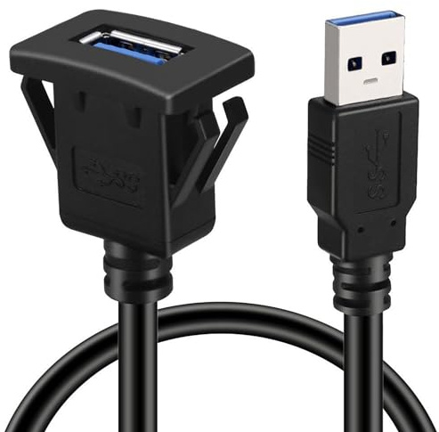 Maigridy PVC Square Single Port USB3.0 Panel Flush Mount Extension Cable Extend Your Car Device Connectivity Easily Dashboard USB Input Extension Cord