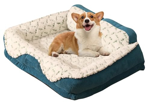 PJDDP Letto Ortopedico per Cani, Cuccia Calmante per Letto, Divano Letto per Cani con Rivestimento Rimovibile E Lavabile E Fondo Antiscivolo, per Gatti E Cani di Piccolo Taglia,Blu,XL