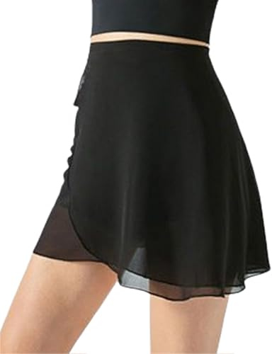 Oxtxuzdm Jupes de ballet pour femme - Jupe courte transparente - Jupe enveloppante pour adultes - Justaucorps d'entraînement à la danse sur écharpe - Tutus à taille réglable, Noir , taille unique