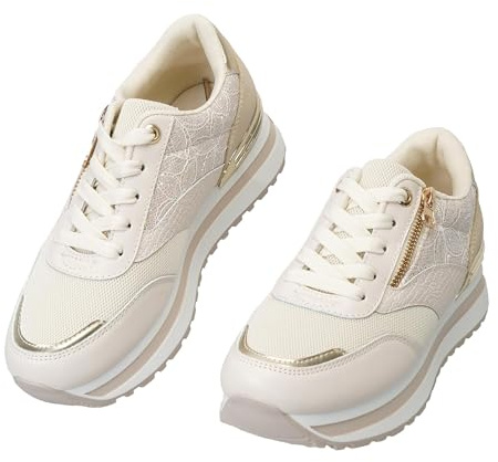 JOMIX Scarpe Donna con Lacci e Zeppa Plateau Sneakers Sportive Leggere Traspiranti Antiscivolo Casual per Corsa Camminata Fitness Yoga Outdoor Palestra