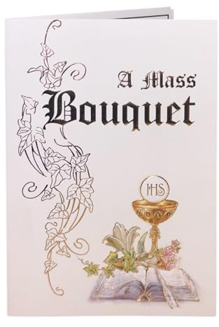 Mass Bouquet Card and Gold Foil Detail With Sympathy and Colourful Miraculous Jesus on the Inside Cover 1358