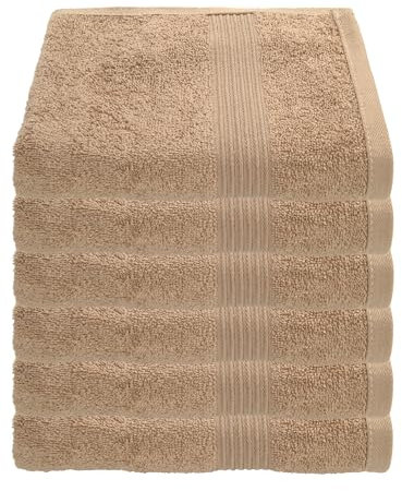 Julie Julsen 6er Pack Handtuch 23 Farben erhältlich weich und saugstark 500gsm Öko Tex Sand 50 x 100 cm