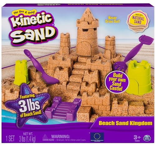 Kinetic Sand Beach Sand Kingdom Playset with 3lbs of Beach Sand, for Ages 3 and Up