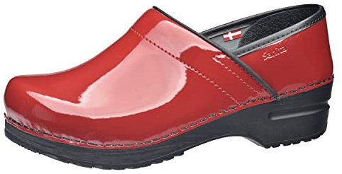 Sanita Patent | Zoccoli Professionali Chiusi | Zoccoli Artigianali Originali in Pelle Flessibile | Donna | Plantare Anatomico in Schiuma Morbida | Rosso | 39