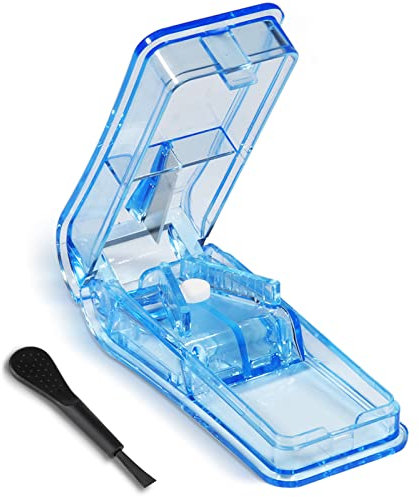 Opret Coupe-Comprimé pour Couper et Écraser Petits et Gros Cachets, Séparateur de Comprimés pour Fendre vos Pilules et Transporter vos Médicaments – Bleu
