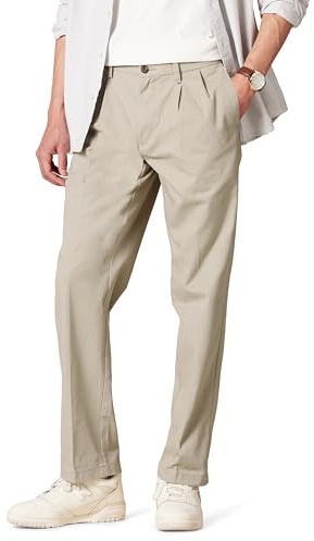 Amazon Essentials Pantalon Chino plissé, Infroissable, Coupe Classique (Grandes Tailles Disponibles) Homme, Kaki Beige, 54W / 30L