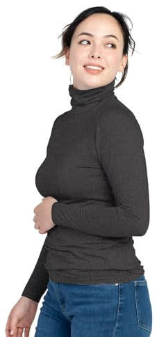 LAPASA Dampolotröja termoundertröja, insida av fleece, termiska underkläder, långärmad termoskjorta, funktionella underkläder, topp (L88 varm/L90 värmare), Mörkgrå (varm), M