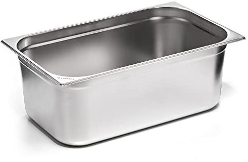 Forgast Contenitore Gastronorm GN 1/1 in Acciaio Inox, Dimensioni 53x32,5x10 cm, Vaschetta Gastronorm, Vassoio, Resistente alla Temperatura, Lavabile in Lavastoviglie
