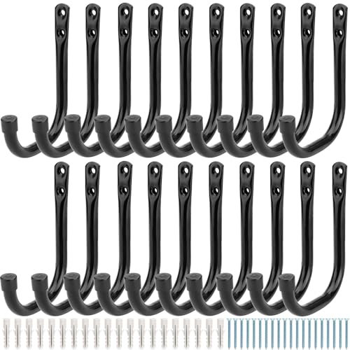 20 Stück Garagenhaken, 10,5 cm, robuste Aufbewahrungshaken, Allzweck-Wandhaken für Gartengeräte, Schläuche, Fahrräder, Holz, Sportgeräte, Rasenmäher