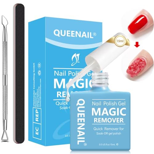 nailpretty 1 Pezzi 15ml Solvente per Smalto, Semipermanente Solvente Per Remover Unghie, Rapidamente Gel Remover per Smalto, con Raschietti per Smalto e Spingi Cuticole