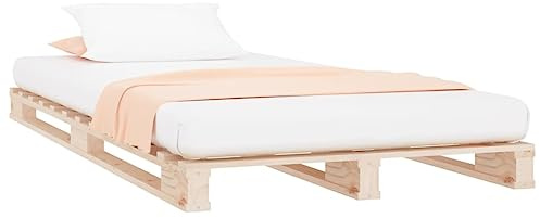 vidaXL Lit de Palette Sommier à Lattes Lit Simple Lit Adulte Cadre à Lattes sur Pied Chambre à Coucher Intérieur 90x200 cm Bois de Pin Massif