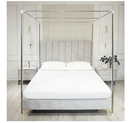 Cadre de lit à baldaquin en Acier Inoxydable à 4 Coins, Support de moustiquaire, Cadre de Filet de lit à baldaquin, Accessoires de décoration de Chambre complète