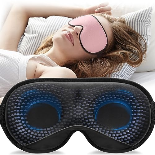 Umisleep Antifaz para Dormir, Máscara de sueño con peso 3D para Mujere y Hombre 100% Bloquea la luz, Aliviar el estrés, Cubierta para el dolor de cabeza, correa ajustable, 120g, Rosa