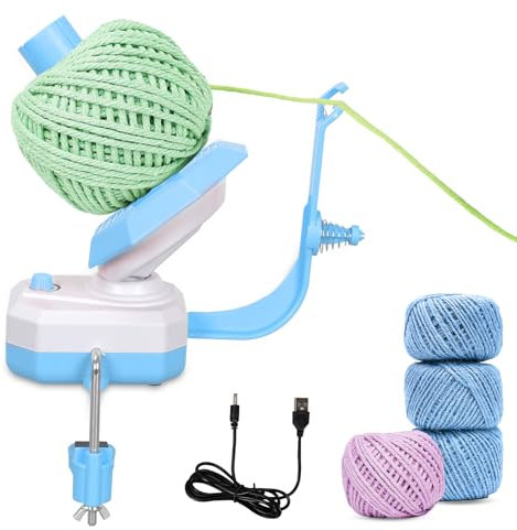 Domigard Yarn Winder, Electric Wool Winder for Crocheting, Automatic Yarn Ball Winder Yarn Spinner Roller, Ideal Helper for Knitting Lovers,Simple Installation(Blue)