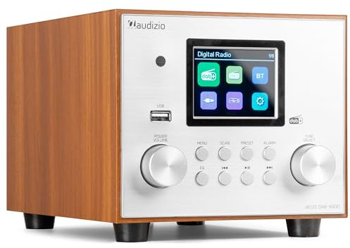 Audizio Vieste - DAB Radio mit Bluetooth, Digitalradio, 60 Watt Lautsprecher, DAB Plus Radio mit USB Anschluss, FM & UKW, Weckerfunktion, 20 Speicherplätze, Auto-Suchlauf, Küchenradio DAB mit Display