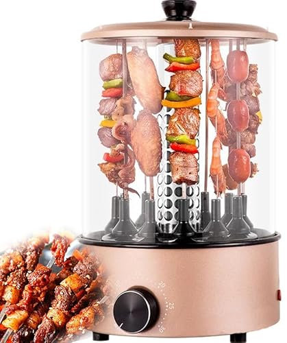 Vertikal elektrisk roterande grill, 4,08 kg 12 spett Vertikal grill, 360° automatisk rotation, lätt att rengöra för kebab, grillspett och fiskstek, grilltillbehör, kan användas för familjecamping