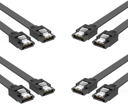 Daniko 4x SATA Kabel Schwarz 50cm SATA III 3 6 Gbit/s 0,5m SSD Festplatte HDD