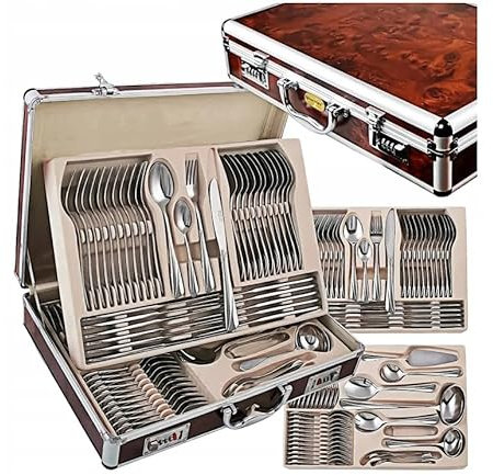 Couverts en coffret 72 pièces 12 personnes inox fourchette cuillère couteau 2231D