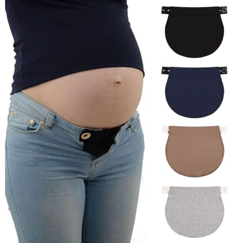 CATOR 4 Pezzi Allarga Pantaloni Fibbia Di Estensione Regolabile,Estensori Cintura Premaman Regolabili in Cotone Elastico,Estensori Cintura Premaman, Prolunga Pantaloni Gravidanza per Donne Incinte