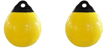 AMENGJ Boya Redonda de Anclaje 2 defensas de PVC Resistentes for Barcos, Boyas de Anclaje Redondas, protección Inflable for muelles, Boyas de Amarre Marinas, Color Amarillo