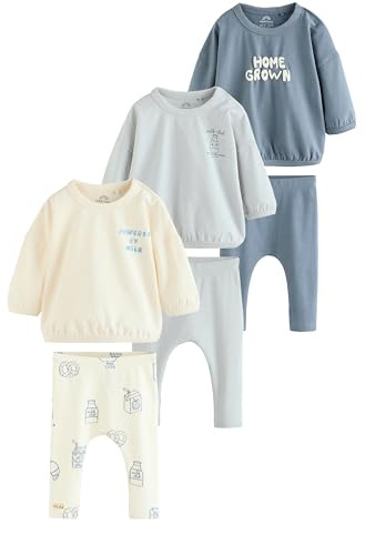 NEXT Nyfödda pojkar Set med babytröja och leggings 6 delar Blue Milk Club 68-74