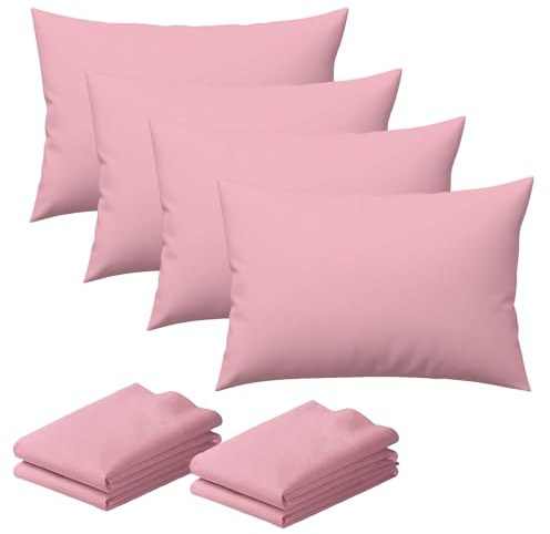 CHCOMFORT Pillow Cases 4 Pack – Standard Size 50 x 75 cm – Ultra Soft Brushed Microfiber Pillow Covers with Envelope Closure – Hypoallergenic, Wrinkle, Fade & Stain Resistant – Pink