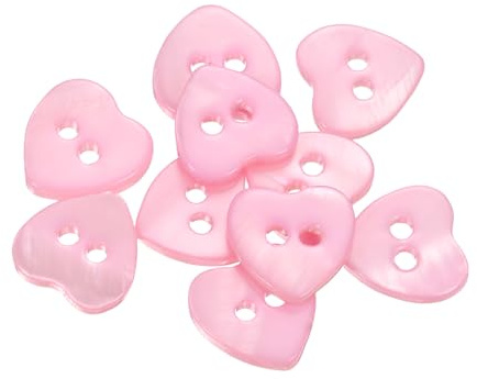 sourcing map 10Pcs Natural Shell Button, 2 Hole 11.5mm Heart Shape Mother of Pearl Buttons for Shirt Coats Suits Jacket Jeans Skirts DIY Sewing Crafts, Pink